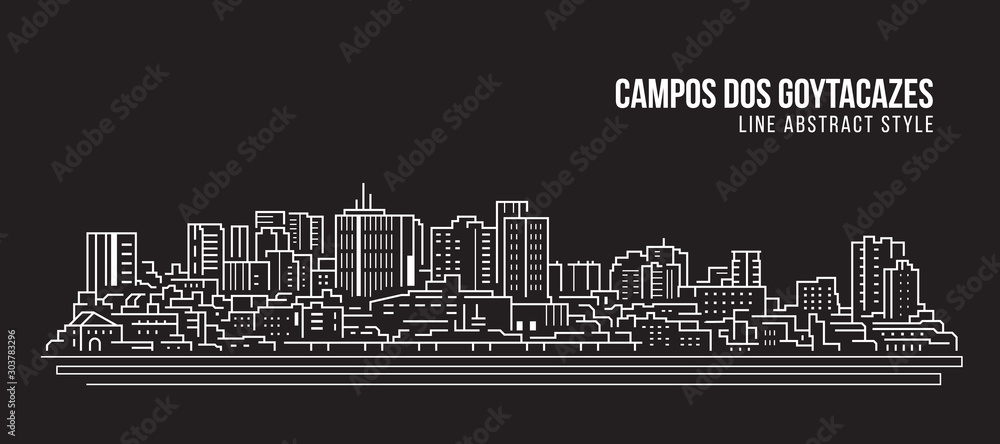 Cityscape Building panorama Line art Vector Illustration design - Campos dos Goytacazes city