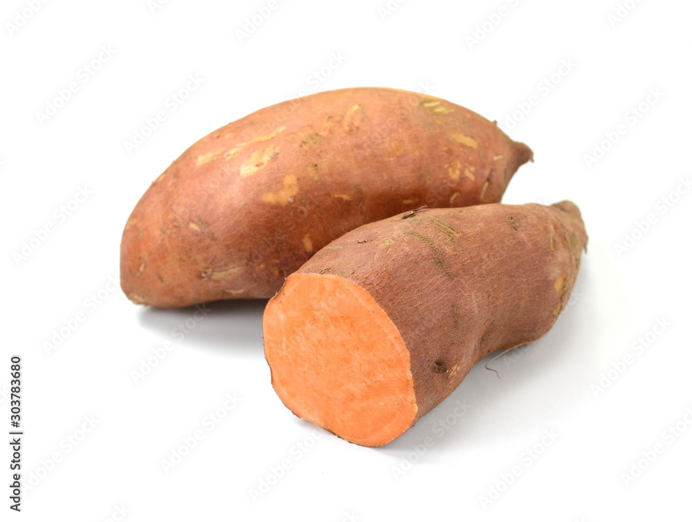 Sweet potatoes isolated on white background. Ipomoea batatas. Batata potato. Sweet potatoes isolated on white background. Ipomoea batatas. Batata potato.