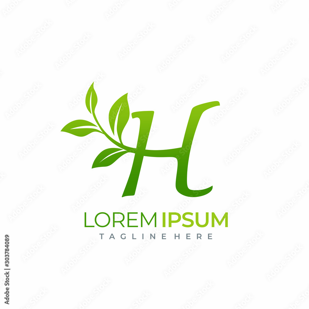 Letter H Green Plant Leaf Logo Vector Stock Vector | Adobe Stock