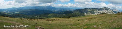 Panoramic view of mountains in Urkiola National Park from viewpoint Saibi in Spain,Europe