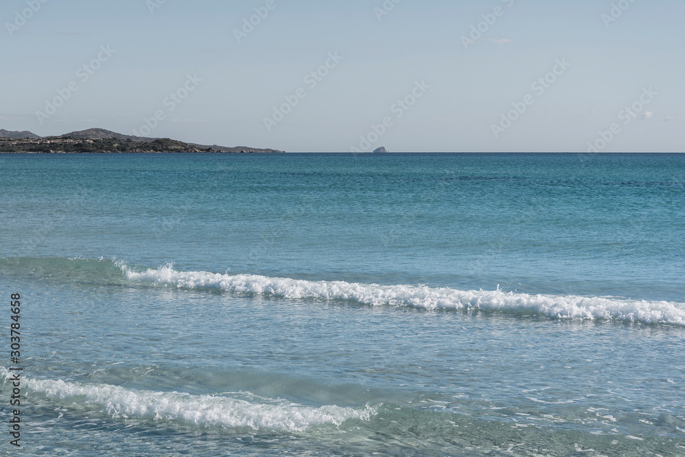 Blue Mediterranean sea at Sardinia coast in nice summer day.