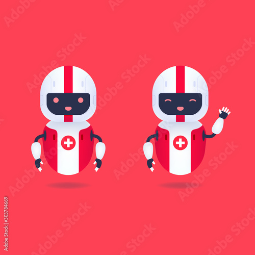 Medical friendly android robot character. Cute and smile AI robot.