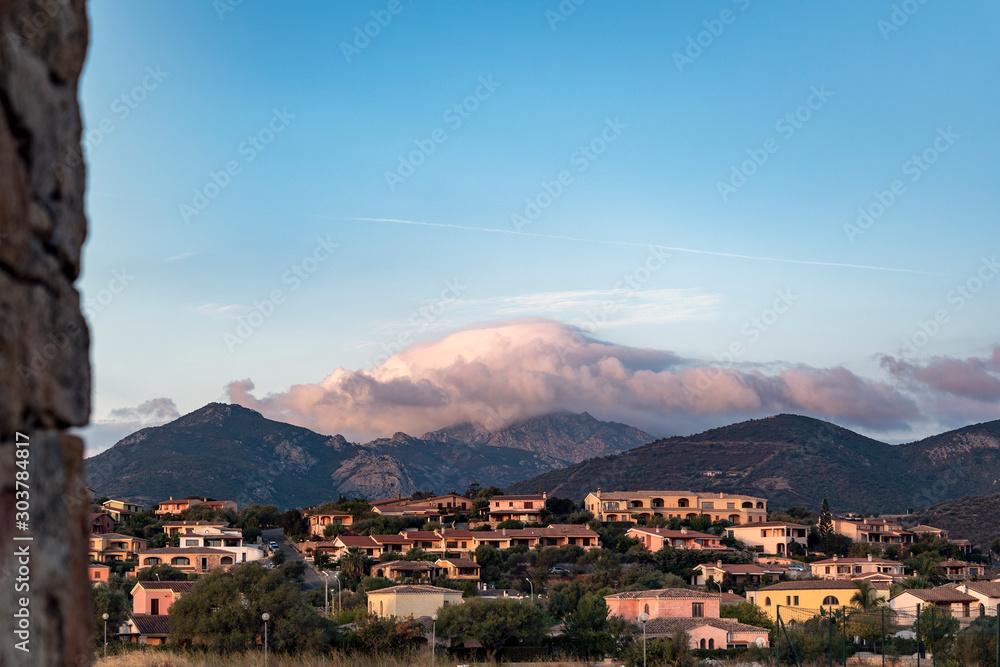 Sardinian village in morning light, Italy.