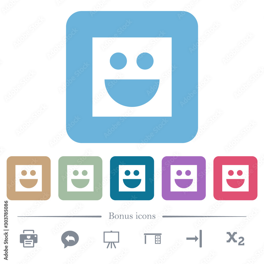 Smiley flat icons on color rounded square backgrounds Smiley flat icons on color rounded square backgrounds