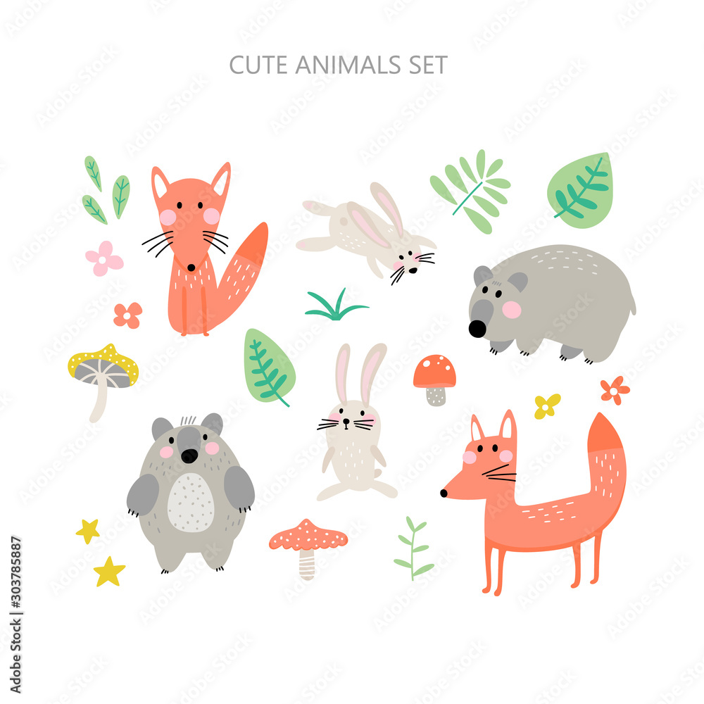 Forest animals collection for children