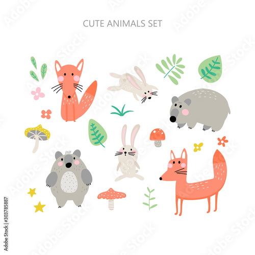 Forest animals collection for children © rosypatterns