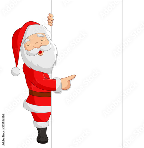 Cartoon Santa Claus showing a blank sign