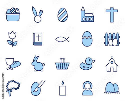 Ostern, Osterfest Vector Icon Illustration Set