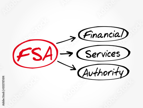 FSA - Financial Services Authority acronym, business concept background