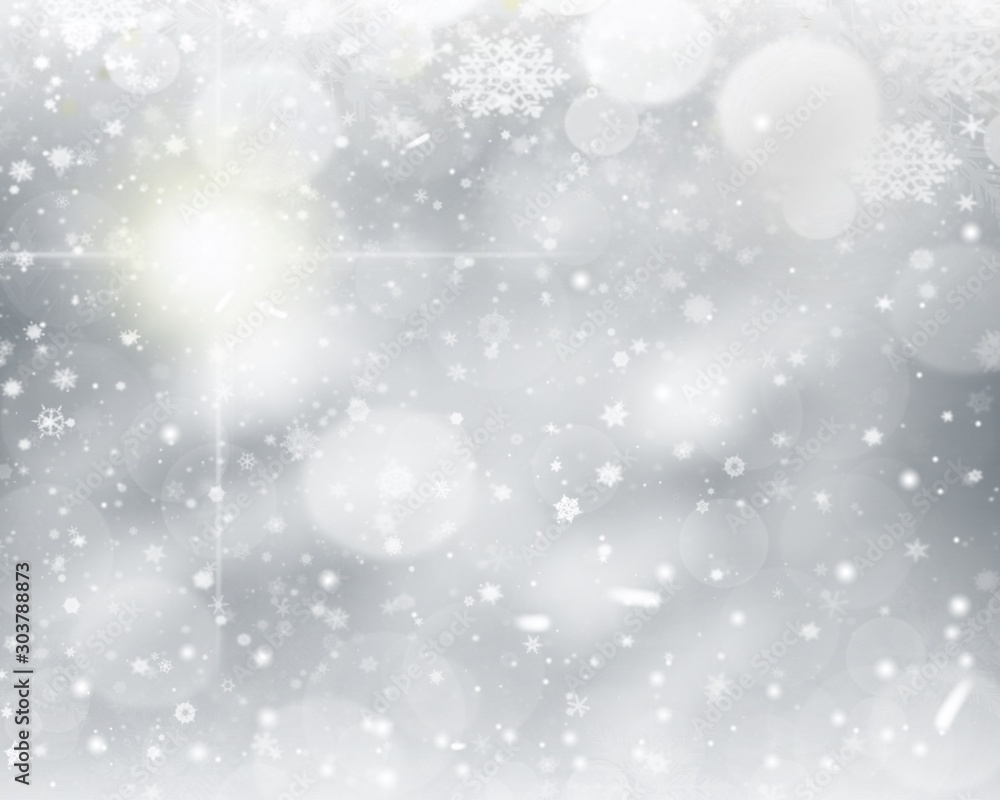 White gray background. white snowflakes, stars shiny and abstract bokeh blurred. Happy New Year and Merry Christmas winter holiday. use card wallpaper backdrop product. White gray background. white snowflakes, stars shiny and abstract bokeh blurred. Happy New Year and Merry Christmas winter holiday. use card wallpaper backdrop product.