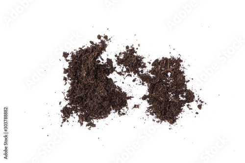 Patch of soil or mud isolated on white background