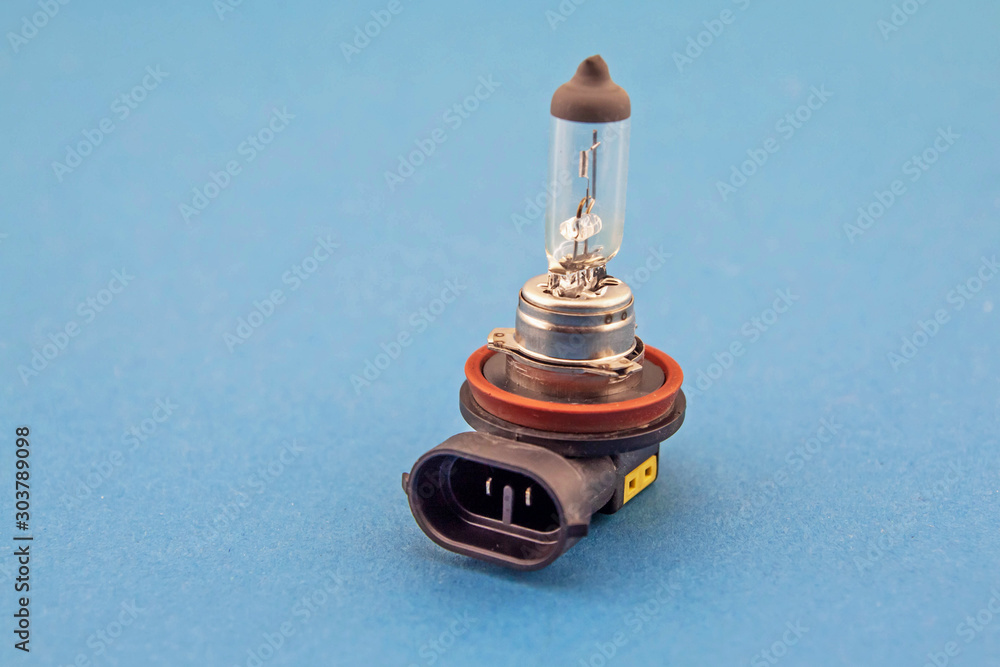 Car led lights on blue background