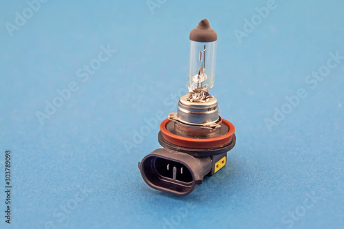 Obraz na płótnie Car led lights on blue background w salonie