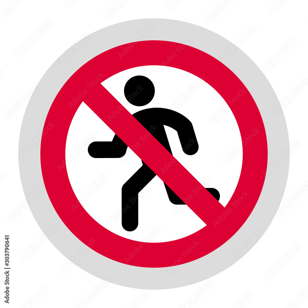 No running forbidden sign, modern round sticker, vector illustration for your design No running forbidden sign, modern round sticker, vector illustration for your design