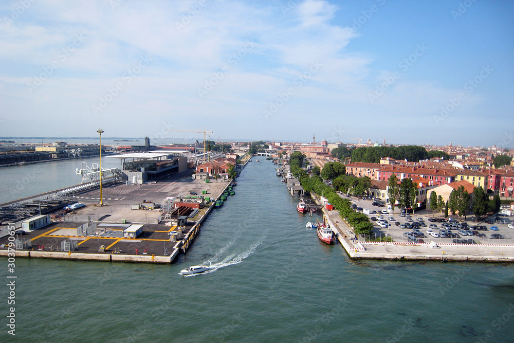 Venice harbour area, seen from above
