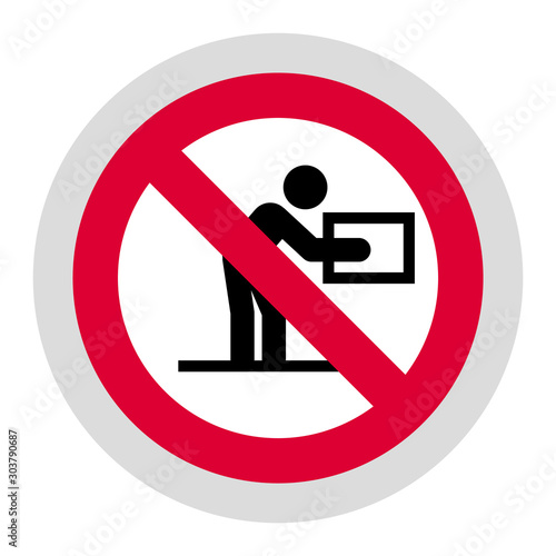 Do not lift heavy weight forbidden sign, modern round sticker, vector illustration for your design