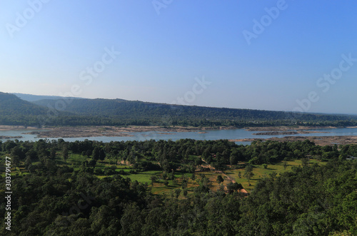 moutian of thailand travel stone nature tree sky background
