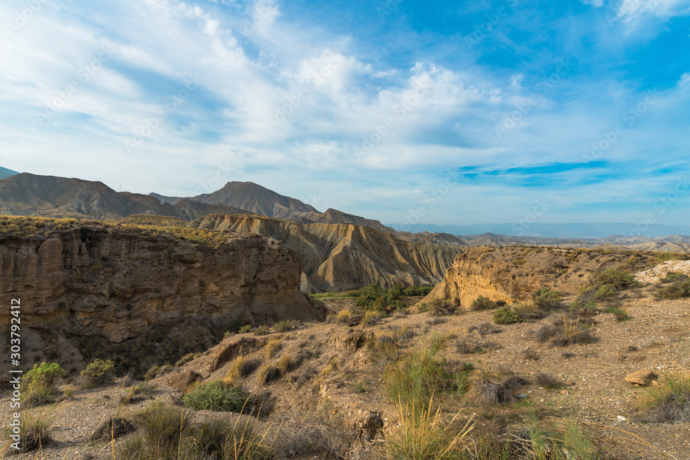 Tabernas Desert National Nature Reserve, also known as the Almeria Desert. Province of Almeria, Andalusia, Spain.