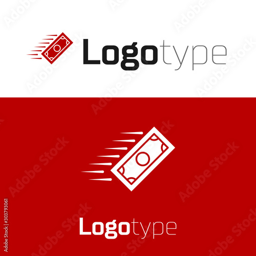 Red Fast payments icon isolated on white background. Fast money transfer payment. Financial services, fast loan, time is money, cash back concept. Logo design template element. Vector Illustration
