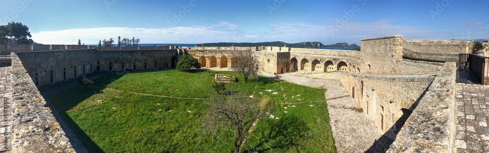 Courtyard of the Pylos Castle (Niokastro, Neokastro) in Pylos, Greece