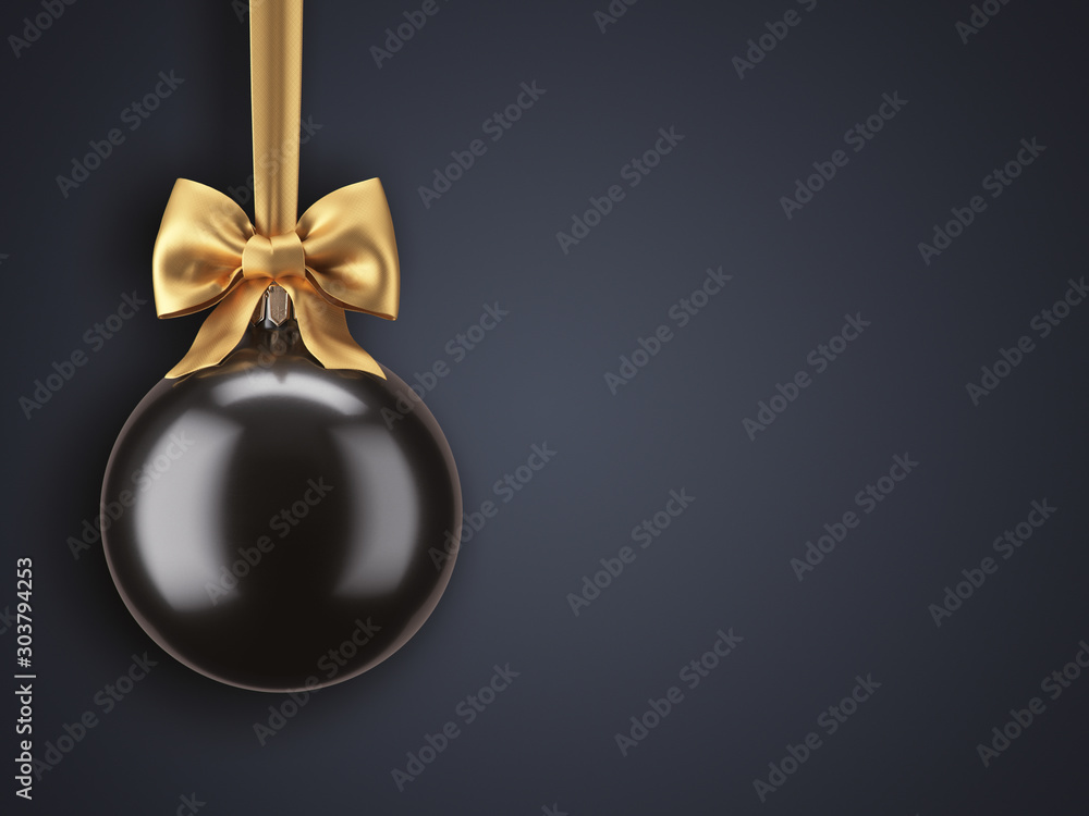 3D Rendering Christmas ball on a dark background 3D Rendering Christmas ball on a dark background