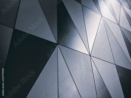 Steel Metallic geometric pattern Modern wall design Silver Reflection Architecture details