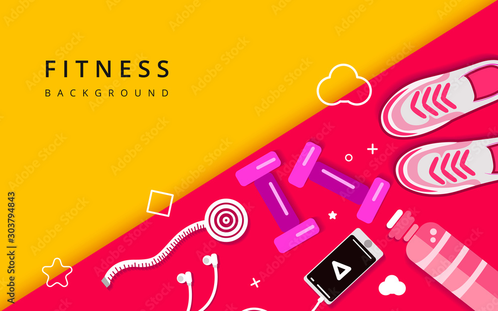 Fitness background with equipment - Vector illustration Stock Vector ...