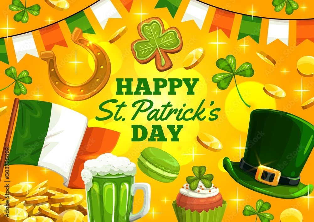 Happy St Patrick day, Irish holiday, Ireland flags Happy St Patrick day, Irish holiday, Ireland flags