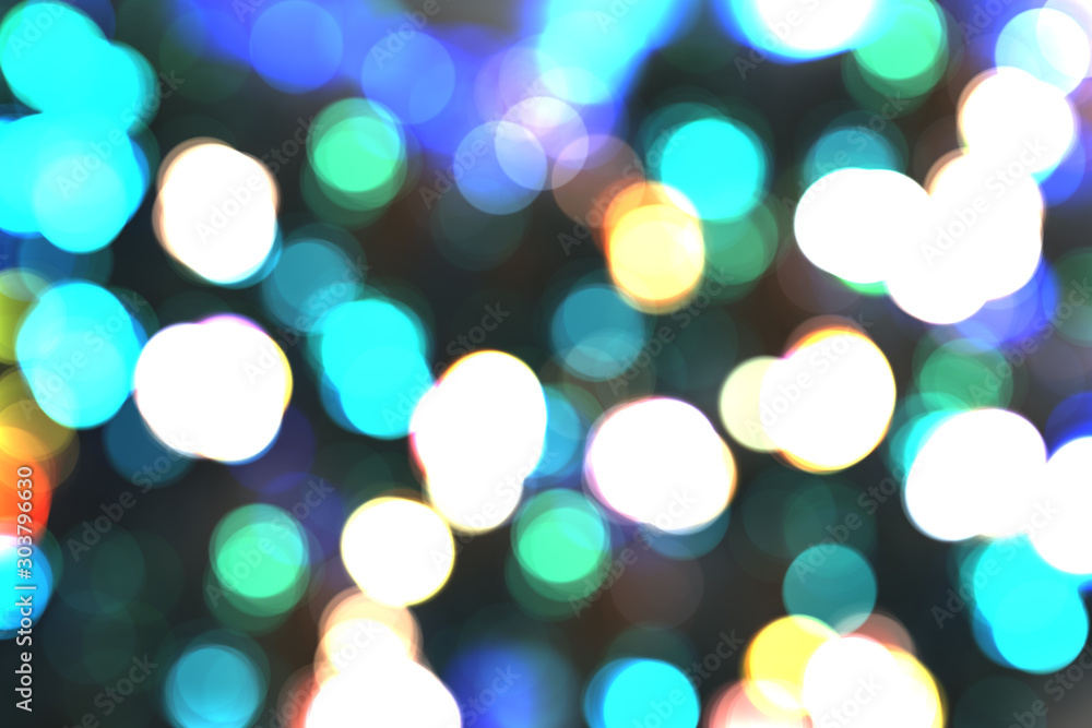 White and blue bokeh lights abstract background