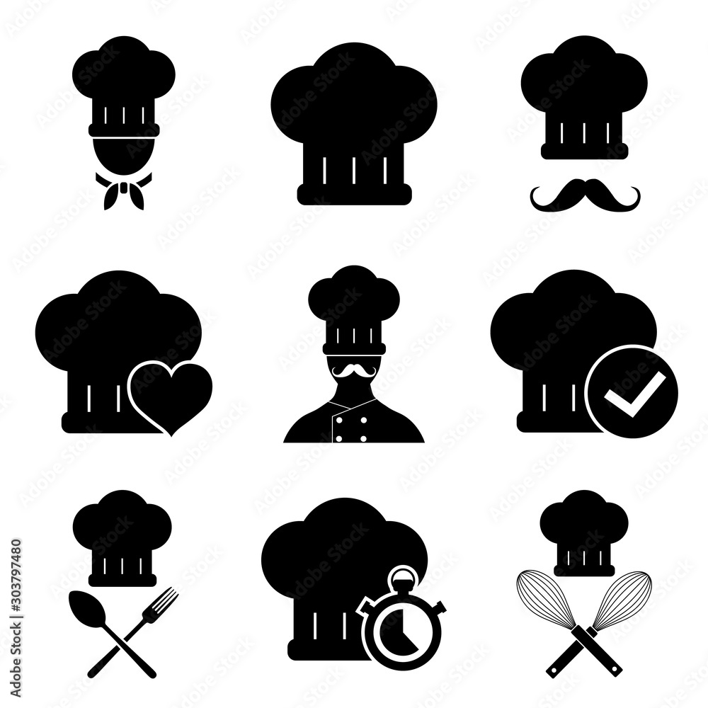 Chef Set icon, logo isolated on white background Chef Set icon, logo isolated on white background