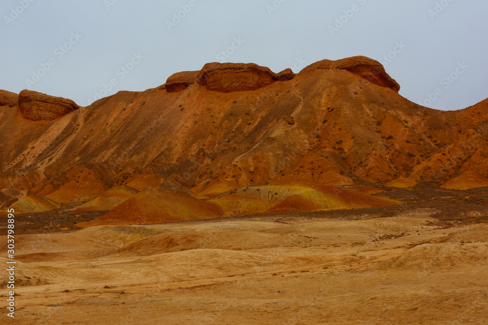 Fototapeta premium view of Rainbow Mountains in Zhangye Danxia Landform Geological Park
