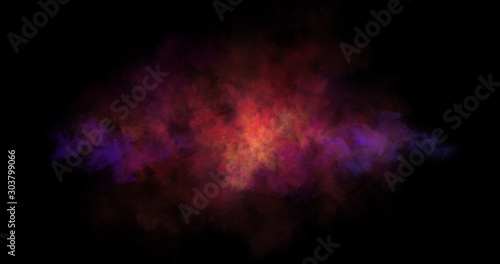 Abstract nebula clouds of color smoke on black texture universe background. Colored fluid powder explosion  dust  galaxy  vape smoke liquid abstract clouds design for banner  web  landing page  cover