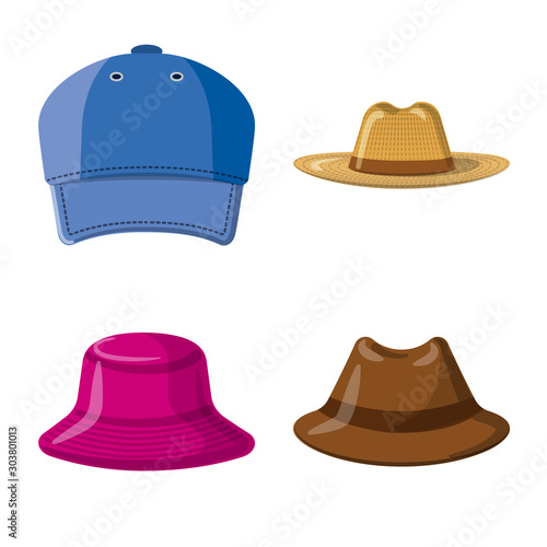 Isolated object of headgear and cap icon. Set of headgear and accessory stock symbol for web.