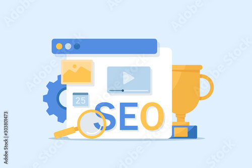 Seo optimization modern flat design,Conceptual web seo illustration