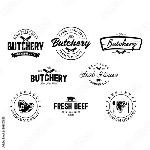 Set of Butchery Logo Design Template