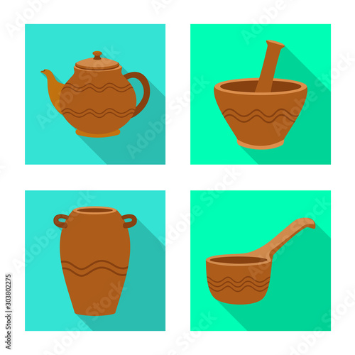 Isolated object of pottery and ware sign. Set of pottery and clayware vector icon for stock.