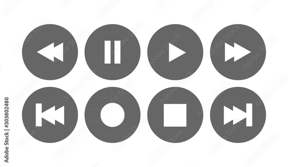 Media player controls icon set Media player controls icon set