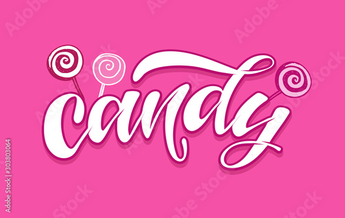 Sweet Candy Bar - cute hand drawn doodle lettering label template postcard