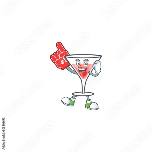 Sweet cocktail isolated with the mascot foam finger