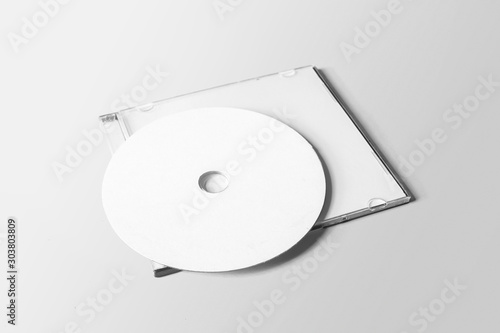 CD DVD Case Disk Label Presentation White Blank Mockup