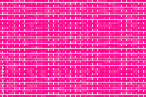 Brick Grid tile seamless background cell texture. in color plastic pink with random gradient.