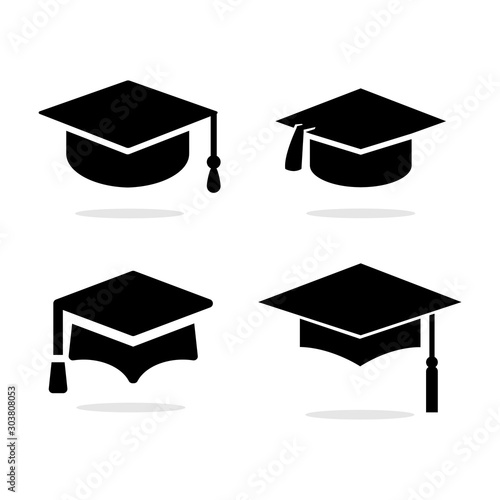 Graduation cap variant icon set