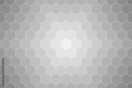 Honeycomb Grid tile seamless background or Hexagonal cell texture. in color black or dark with gradient from center or middle.