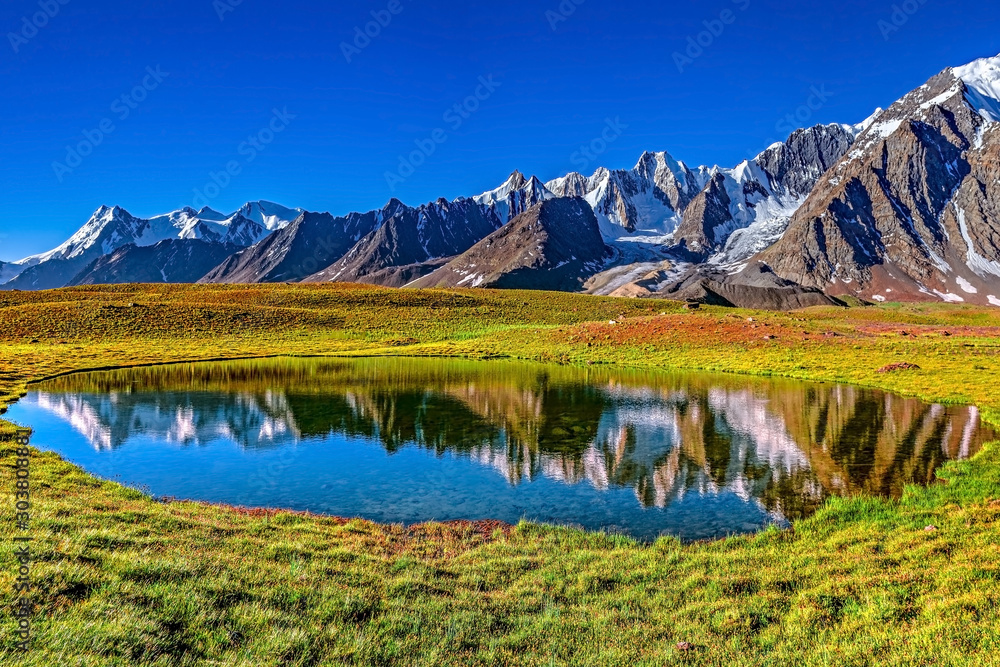 Karombar lake in the Karakoram mountains range 