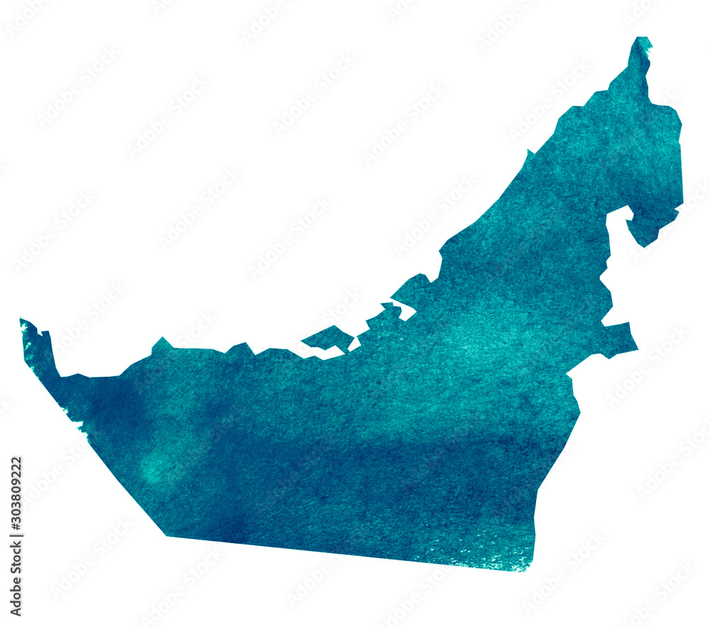 Εκτύπωση καμβά Watercolor background as silhouette. United Arab Emirates