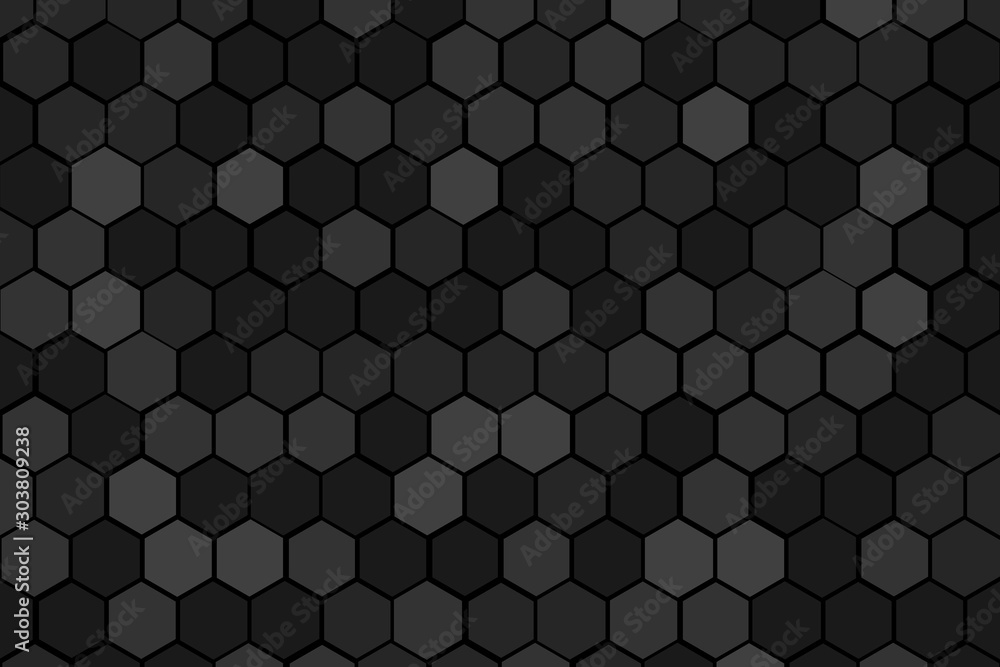 Honeycomb Grid tile random background or Hexagonal cell texture. in color black or dark or gray or grey with difference border space. Honeycomb Grid tile random background or Hexagonal cell texture. in color black or dark or gray or grey with difference border space.