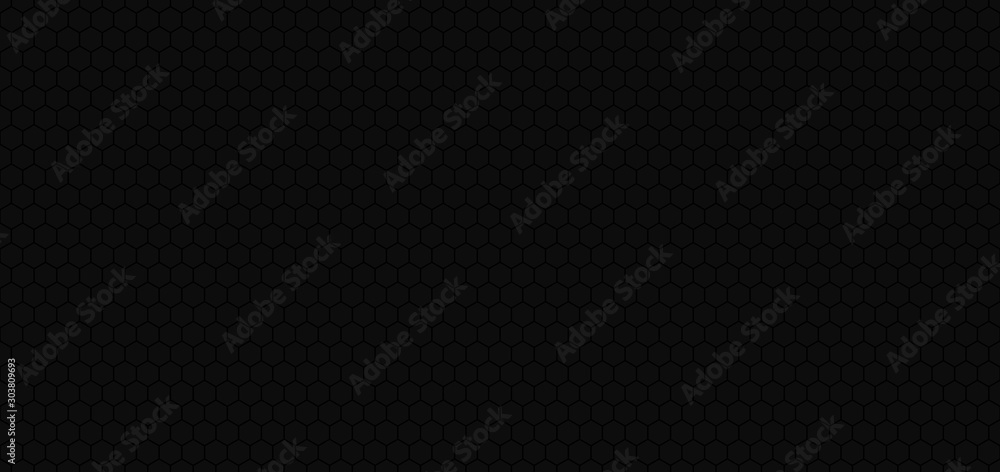 Honeycomb Grid tile background or Hexagonal cell texture. in color Black or dark. With vignette dark border shadow.