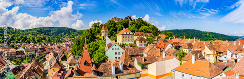 Medieval old town Sighisoara in Mures County, Transylvania, Romania photo