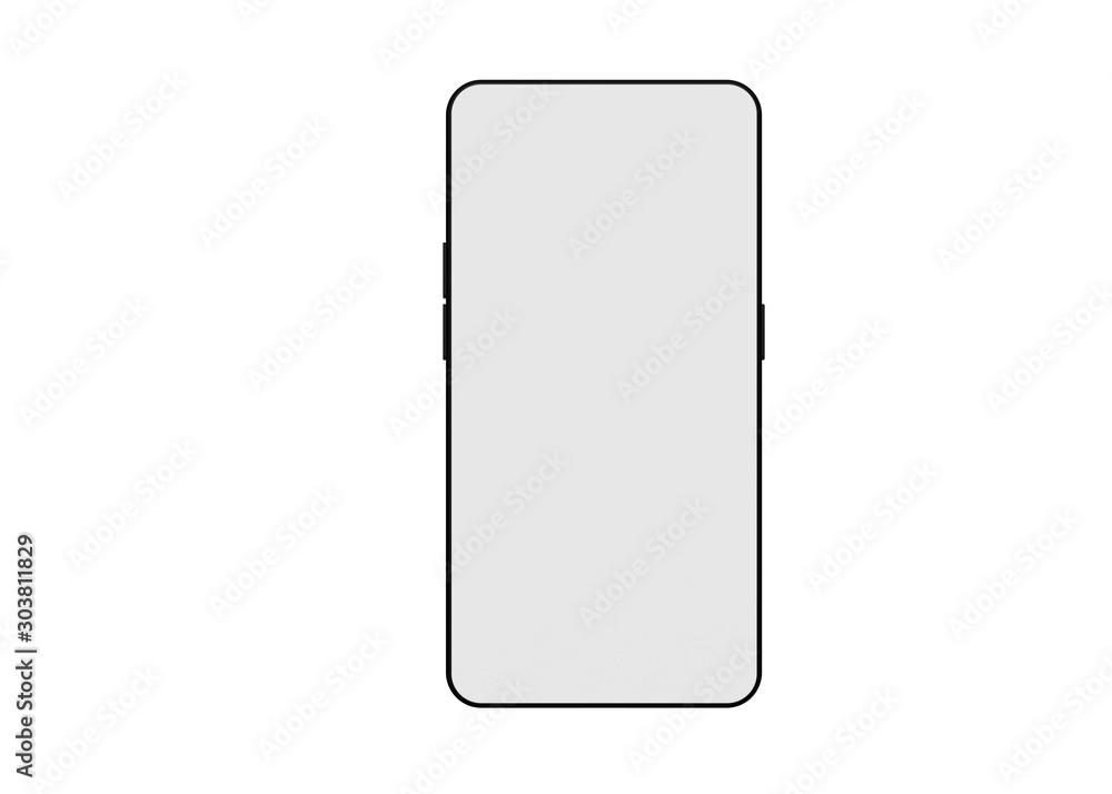 Smartphone White Screen Mobile Phone Mock Up Model 3D Render Smartphone White Screen Mobile Phone Mock Up Model 3D Render