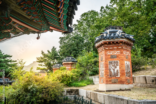 Photography Ondol Chimneys in Amisan terraced garden of Gyeongbokgung palace Seoul South Kor